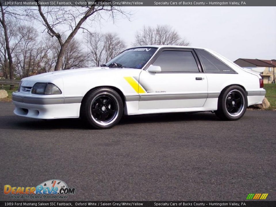 1989 Ford Mustang Saleen SSC Fastback Oxford White / Saleen Grey/White/Yellow Photo #13