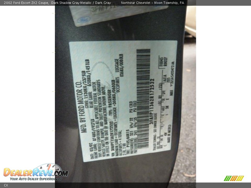 Ford Color Code CX Dark Shadow Gray Metallic