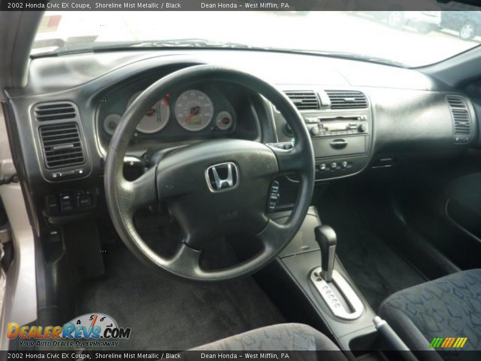 Black Interior 2002 Honda Civic Ex Coupe Photo 10