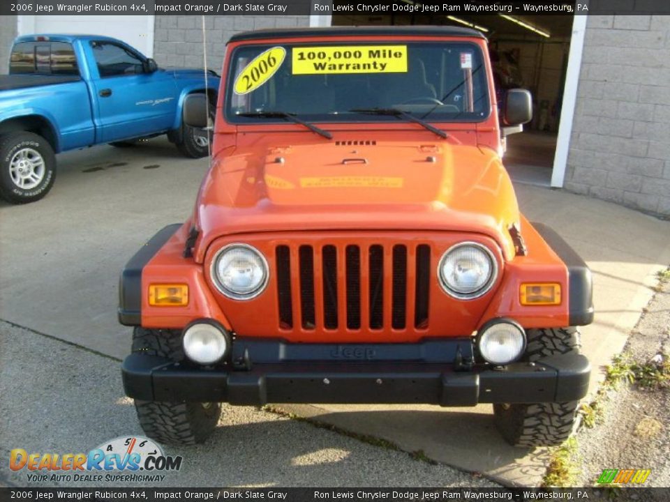 2006 Jeep Wrangler Rubicon 4x4 Impact Orange / Dark Slate Gray Photo #2