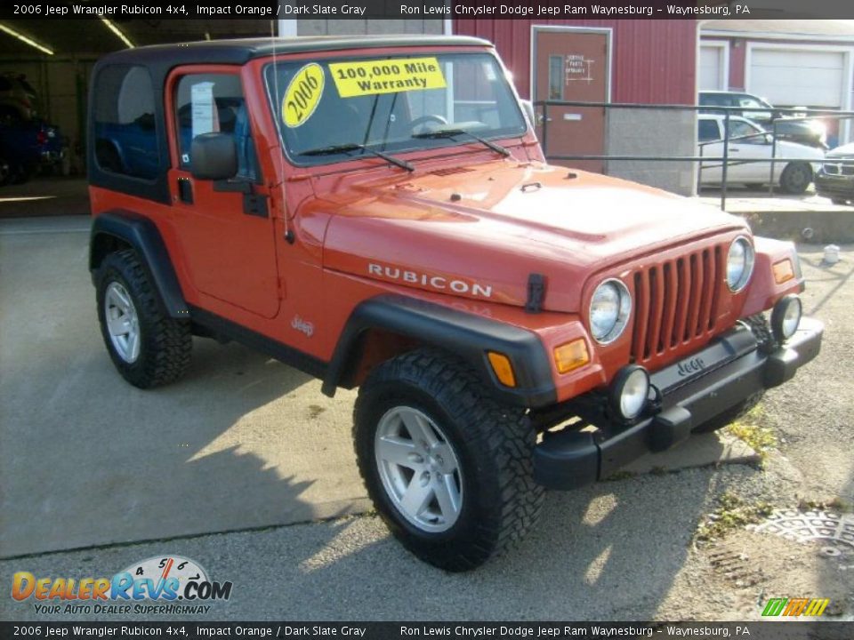 2006 Jeep Wrangler Rubicon 4x4 Impact Orange / Dark Slate Gray Photo #3