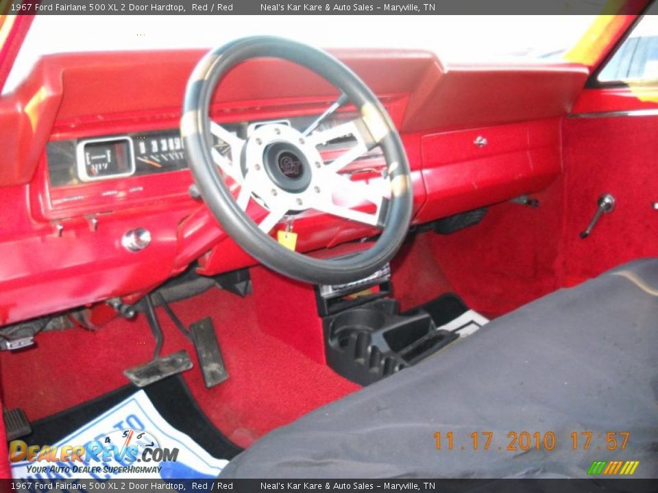 1967 Ford Fairlane 500 XL 2 Door Hardtop Red / Red Photo #17