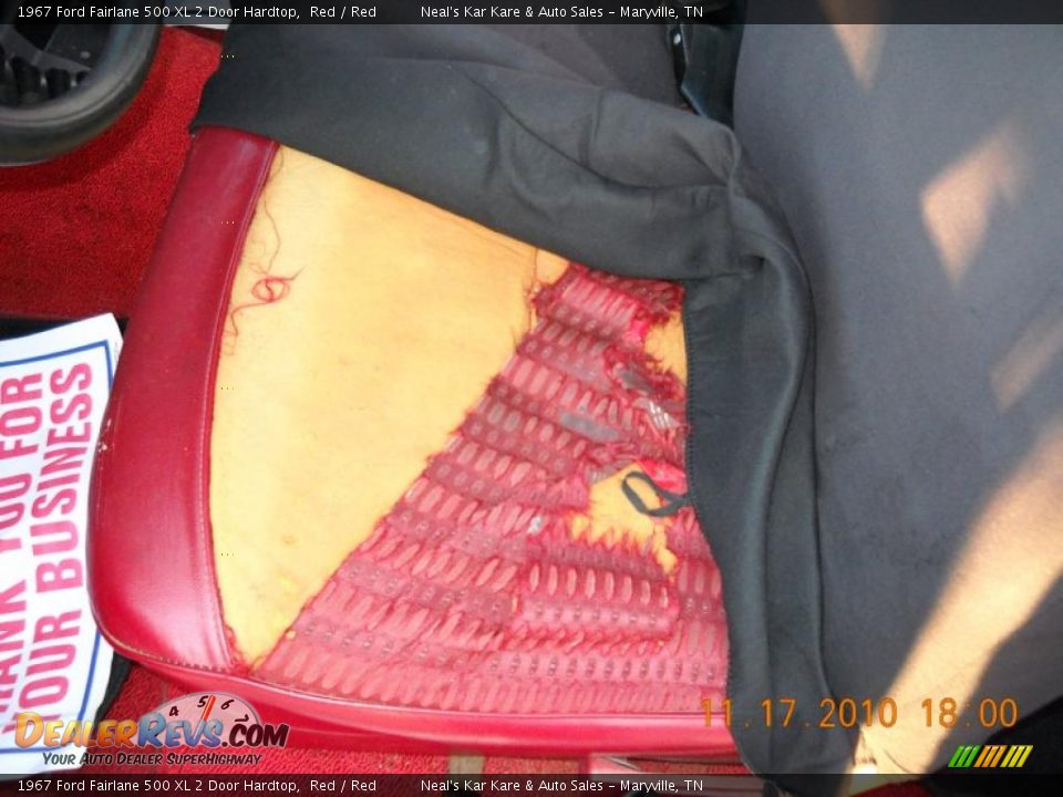1967 Ford Fairlane 500 XL 2 Door Hardtop Red / Red Photo #27
