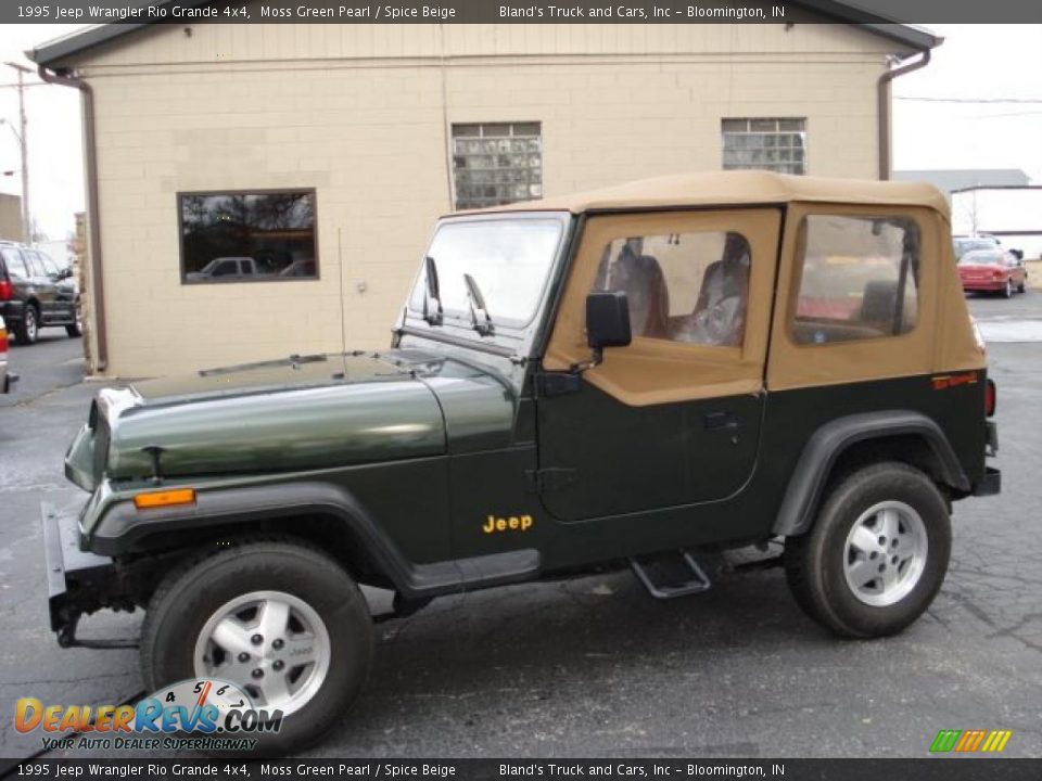 1995 Jeep Wrangler Rio Grande 4x4 Moss Green Pearl / Spice Beige Photo #3