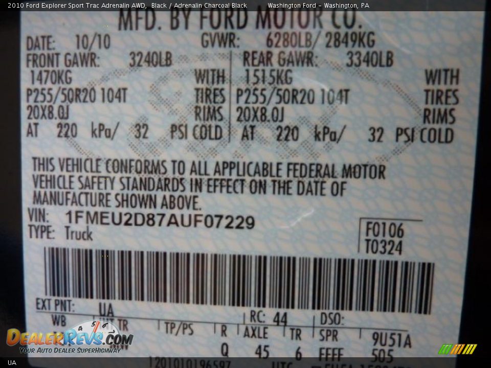 Ford Color Code UA Black