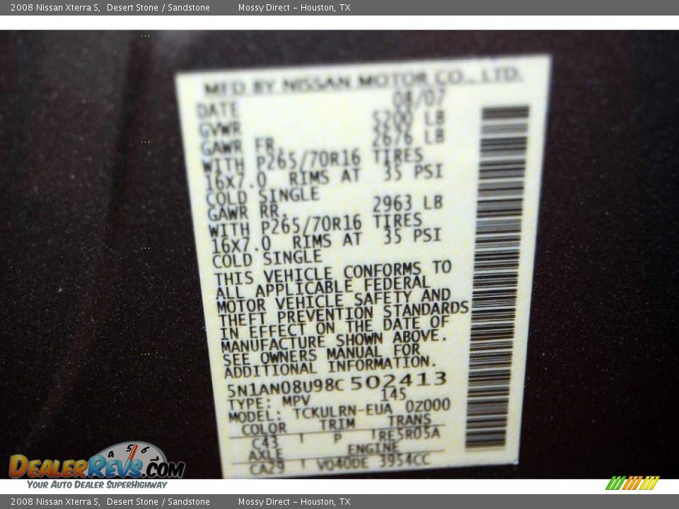 2008 Nissan Xterra S Desert Stone / Sandstone Photo #17