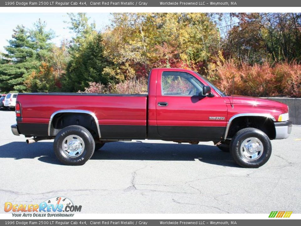 1996 Dodge Ram 2500 LT Regular Cab 4x4 Claret Red Pearl Metallic / Gray Photo #4