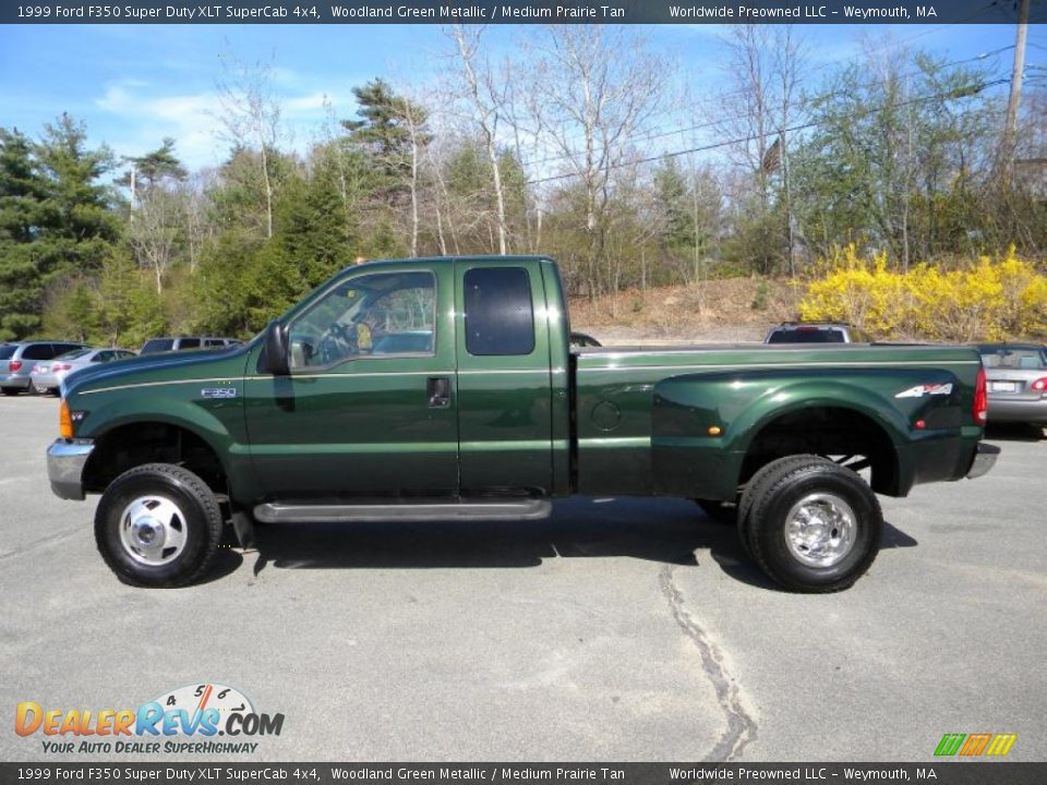 1999 Ford F350 Super Duty XLT SuperCab 4x4 Woodland Green Metallic / Medium Prairie Tan Photo #3