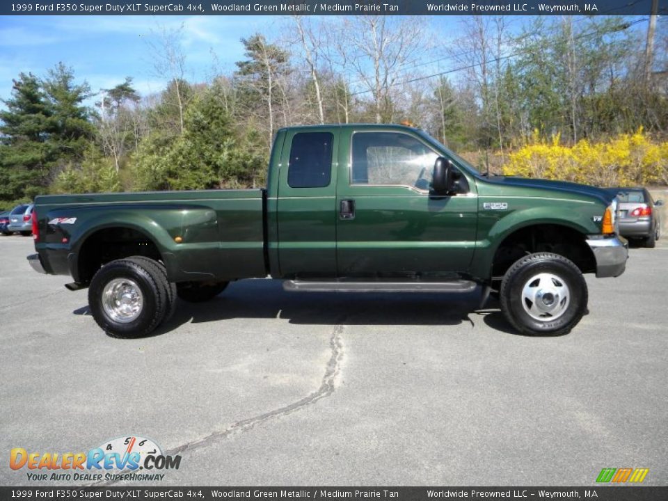 1999 Ford F350 Super Duty XLT SuperCab 4x4 Woodland Green Metallic / Medium Prairie Tan Photo #4