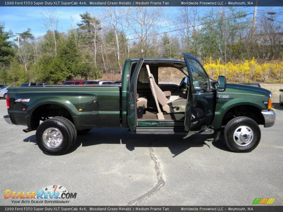 1999 Ford F350 Super Duty XLT SuperCab 4x4 Woodland Green Metallic / Medium Prairie Tan Photo #8