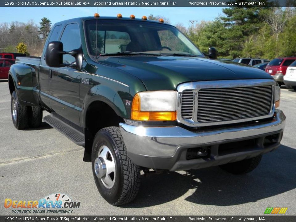 1999 Ford F350 Super Duty XLT SuperCab 4x4 Woodland Green Metallic / Medium Prairie Tan Photo #12