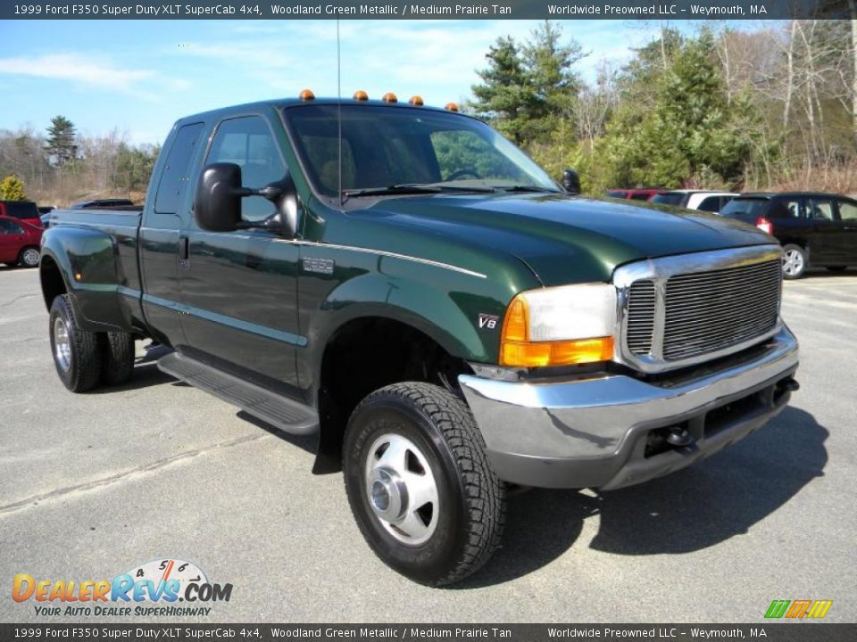 1999 Ford F350 Super Duty XLT SuperCab 4x4 Woodland Green Metallic / Medium Prairie Tan Photo #14