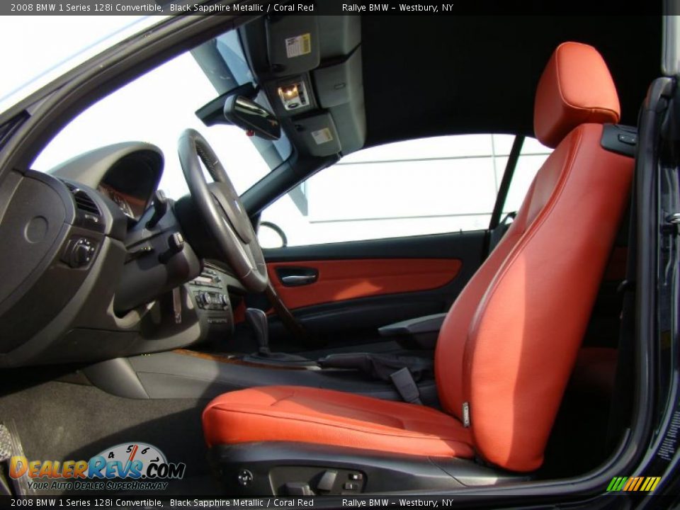 Coral Red Interior - 2008 BMW 1 Series 128i Convertible Photo #9