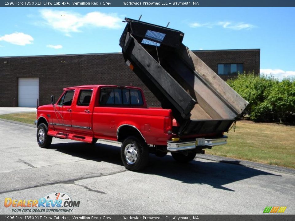 1996 Ford F350 XLT Crew Cab 4x4 Vermillion Red / Grey Photo #5