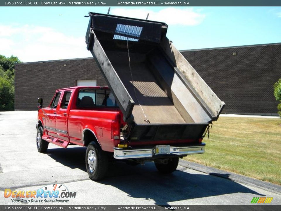 1996 Ford F350 XLT Crew Cab 4x4 Vermillion Red / Grey Photo #6