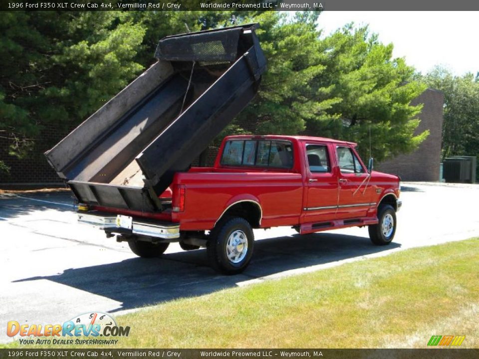 1996 Ford F350 XLT Crew Cab 4x4 Vermillion Red / Grey Photo #8