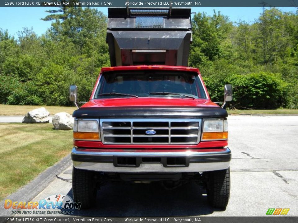 1996 Ford F350 XLT Crew Cab 4x4 Vermillion Red / Grey Photo #14