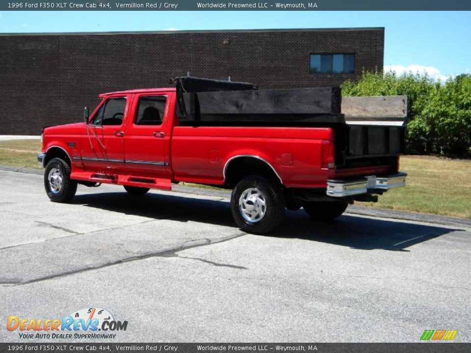 1996 Ford F350 XLT Crew Cab 4x4 Vermillion Red / Grey Photo #20