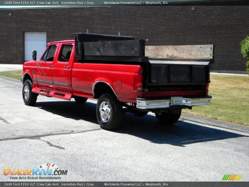 1996 Ford F350 XLT Crew Cab 4x4 Vermillion Red / Grey Photo #21