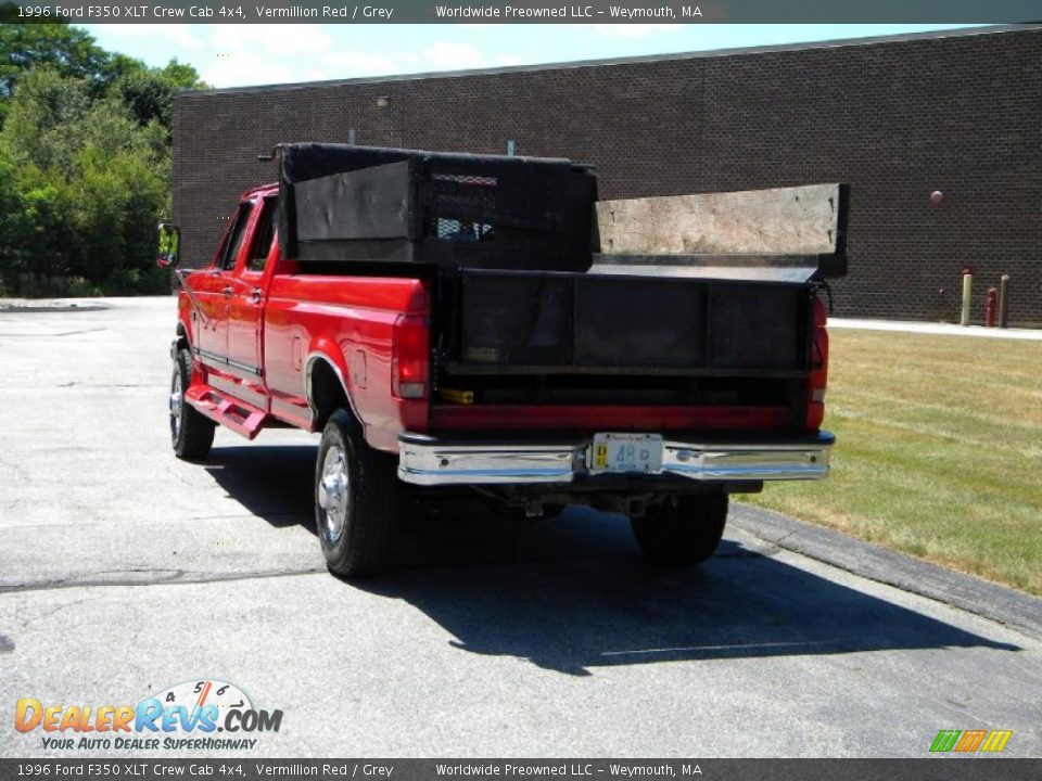 1996 Ford F350 XLT Crew Cab 4x4 Vermillion Red / Grey Photo #22