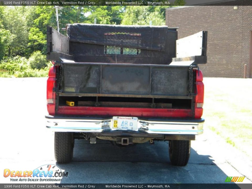 1996 Ford F350 XLT Crew Cab 4x4 Vermillion Red / Grey Photo #23