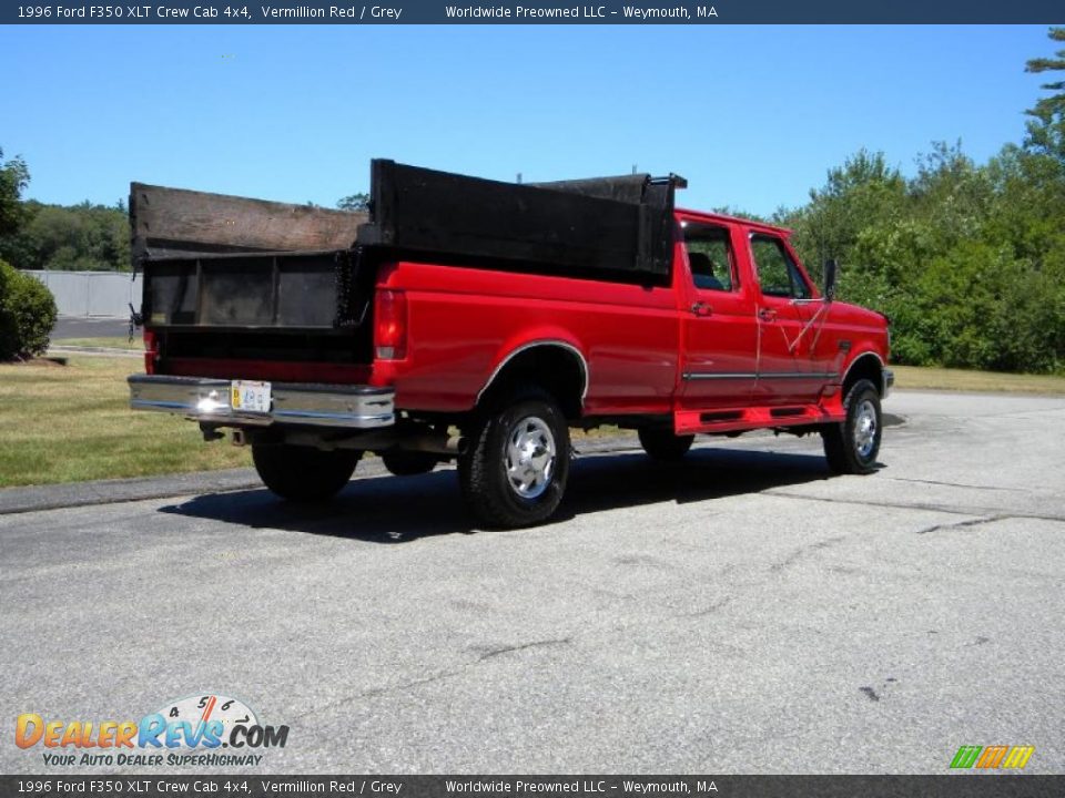 1996 Ford F350 XLT Crew Cab 4x4 Vermillion Red / Grey Photo #24