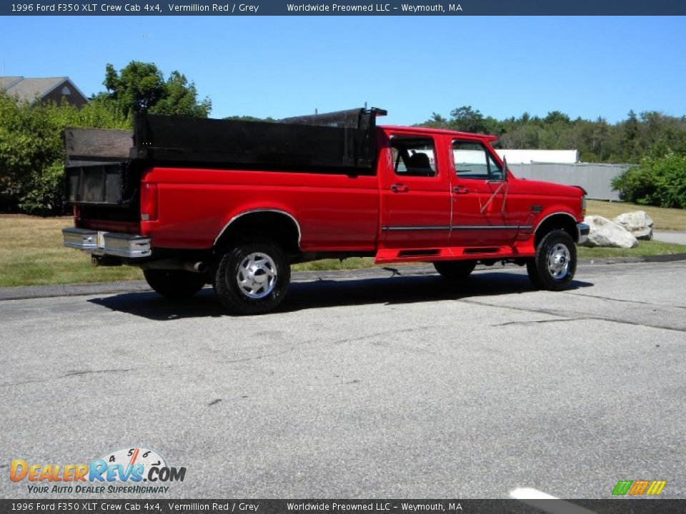 1996 Ford F350 XLT Crew Cab 4x4 Vermillion Red / Grey Photo #25