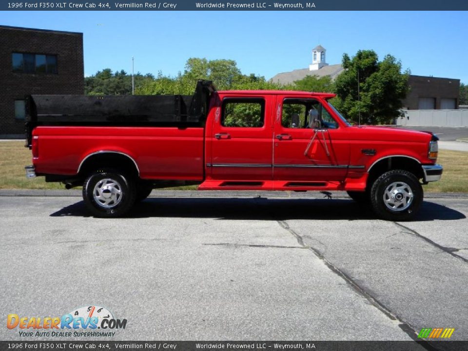 1996 Ford F350 XLT Crew Cab 4x4 Vermillion Red / Grey Photo #26