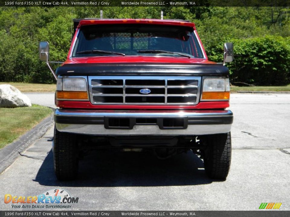 1996 Ford F350 XLT Crew Cab 4x4 Vermillion Red / Grey Photo #30