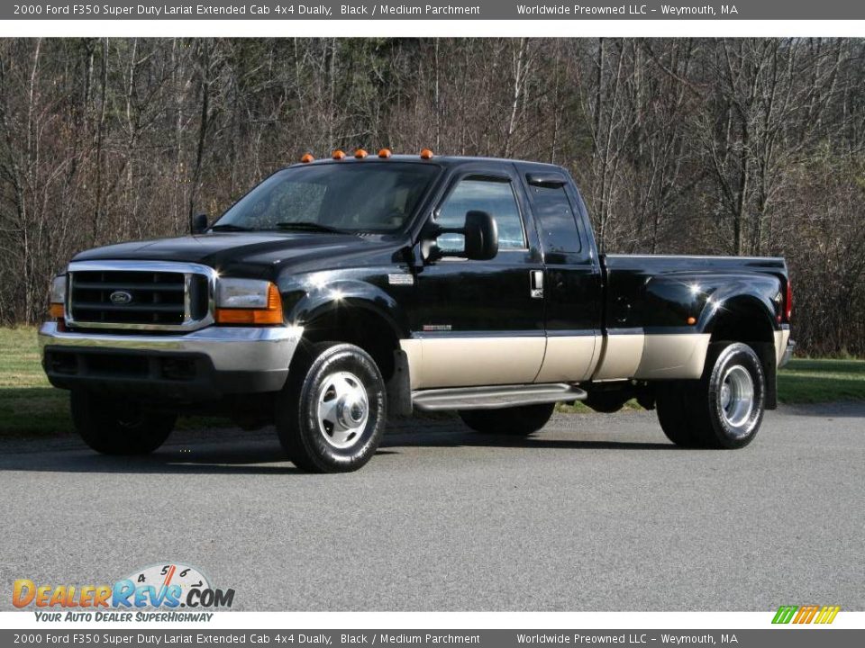 2000 Ford F350 Super Duty Lariat Extended Cab 4x4 Dually Black / Medium Parchment Photo #1