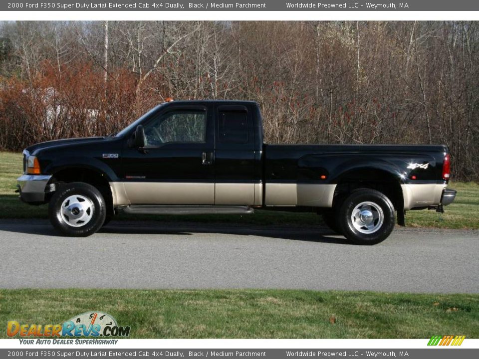 2000 Ford F350 Super Duty Lariat Extended Cab 4x4 Dually Black / Medium Parchment Photo #3