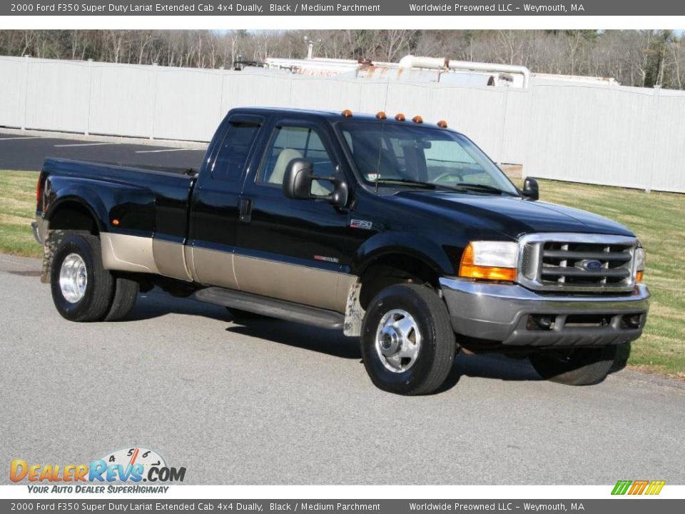 Black 2000 Ford F350 Super Duty Lariat Extended Cab 4x4 Dually Photo #14