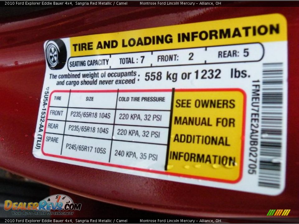 2010 Ford Explorer Eddie Bauer 4x4 Sangria Red Metallic / Camel Photo #24