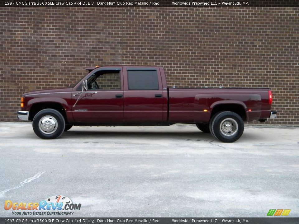 Dark Hunt Club Red Metallic 1997 GMC Sierra 3500 SLE Crew Cab 4x4 Dually Photo #4