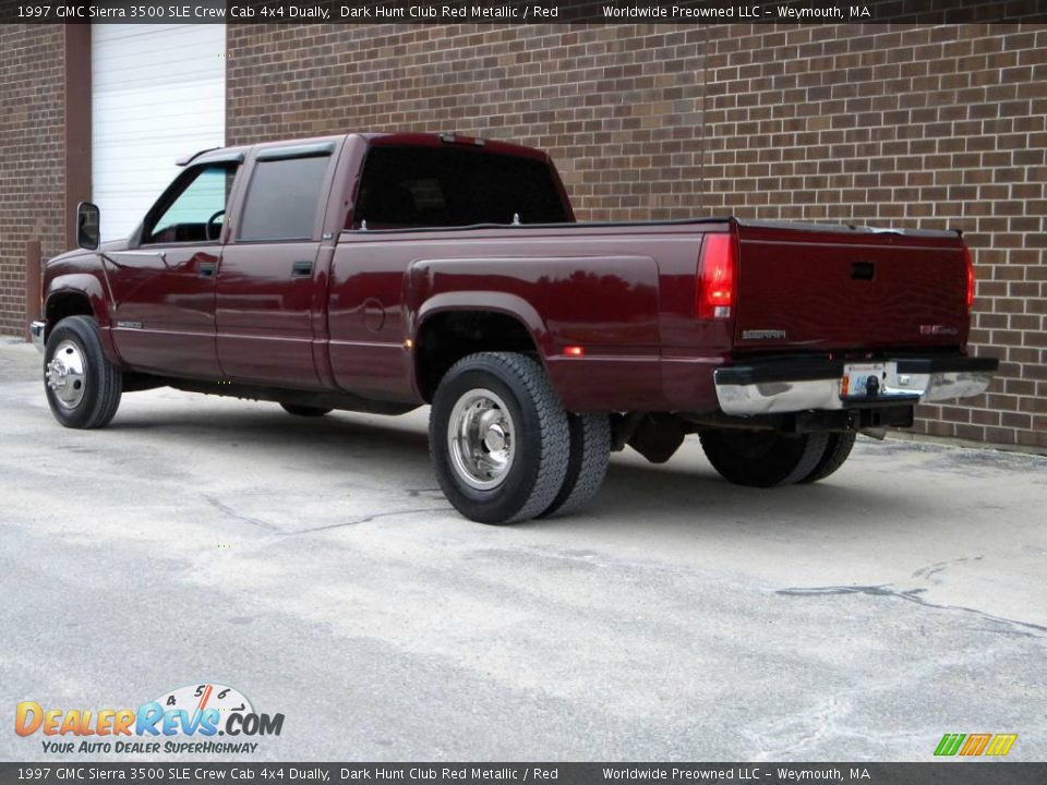 1997 GMC Sierra 3500 SLE Crew Cab 4x4 Dually Dark Hunt Club Red Metallic / Red Photo #5