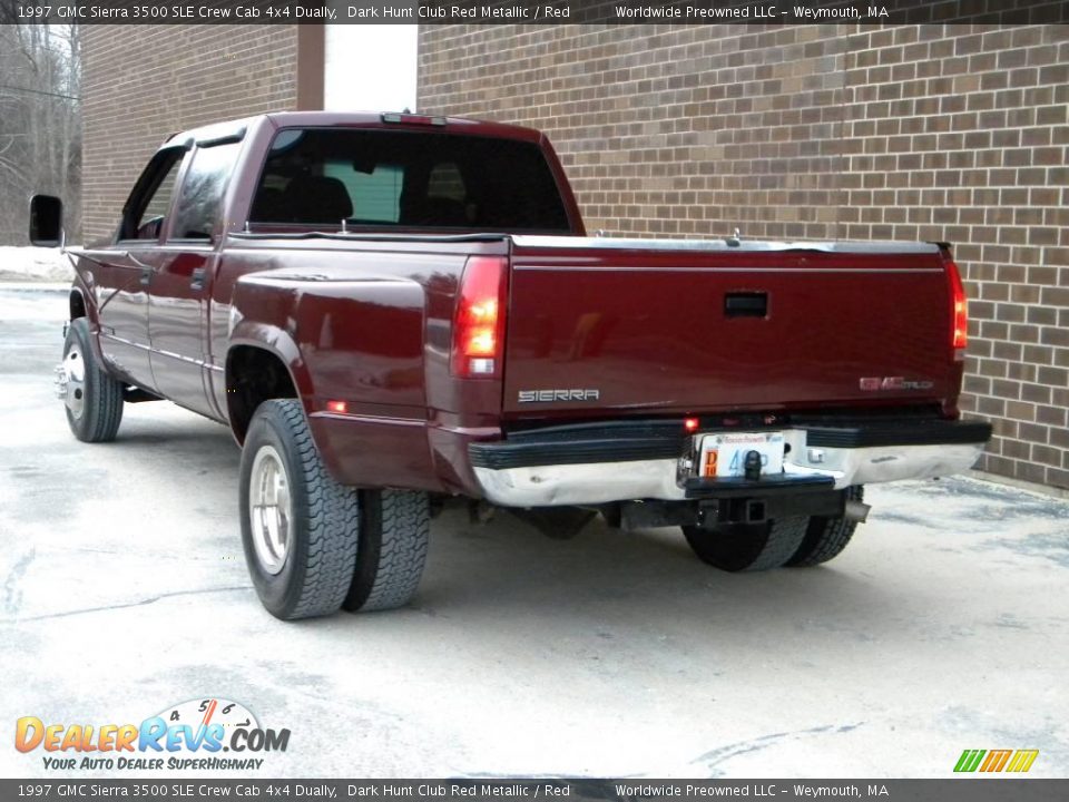 1997 GMC Sierra 3500 SLE Crew Cab 4x4 Dually Dark Hunt Club Red Metallic / Red Photo #6