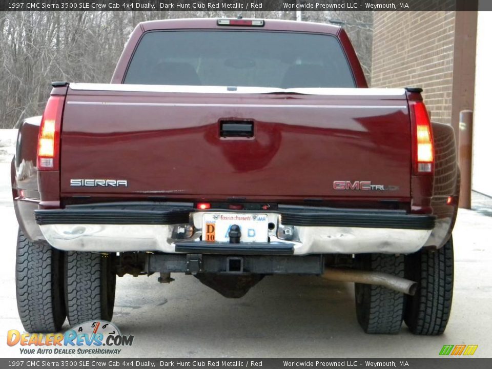 1997 GMC Sierra 3500 SLE Crew Cab 4x4 Dually Dark Hunt Club Red Metallic / Red Photo #7