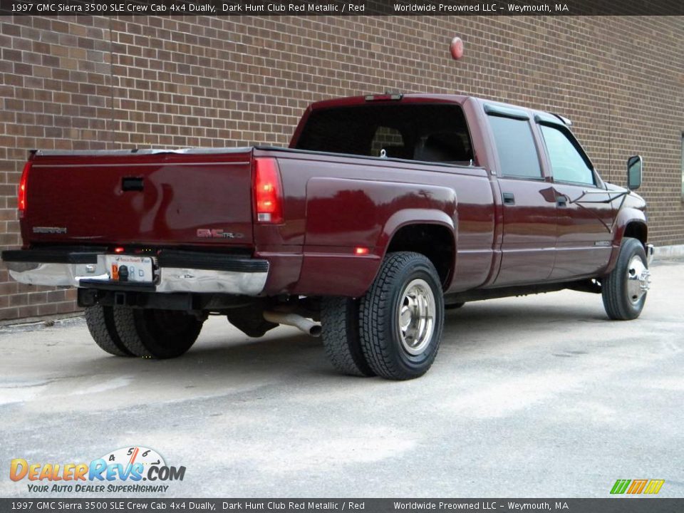 1997 GMC Sierra 3500 SLE Crew Cab 4x4 Dually Dark Hunt Club Red Metallic / Red Photo #8