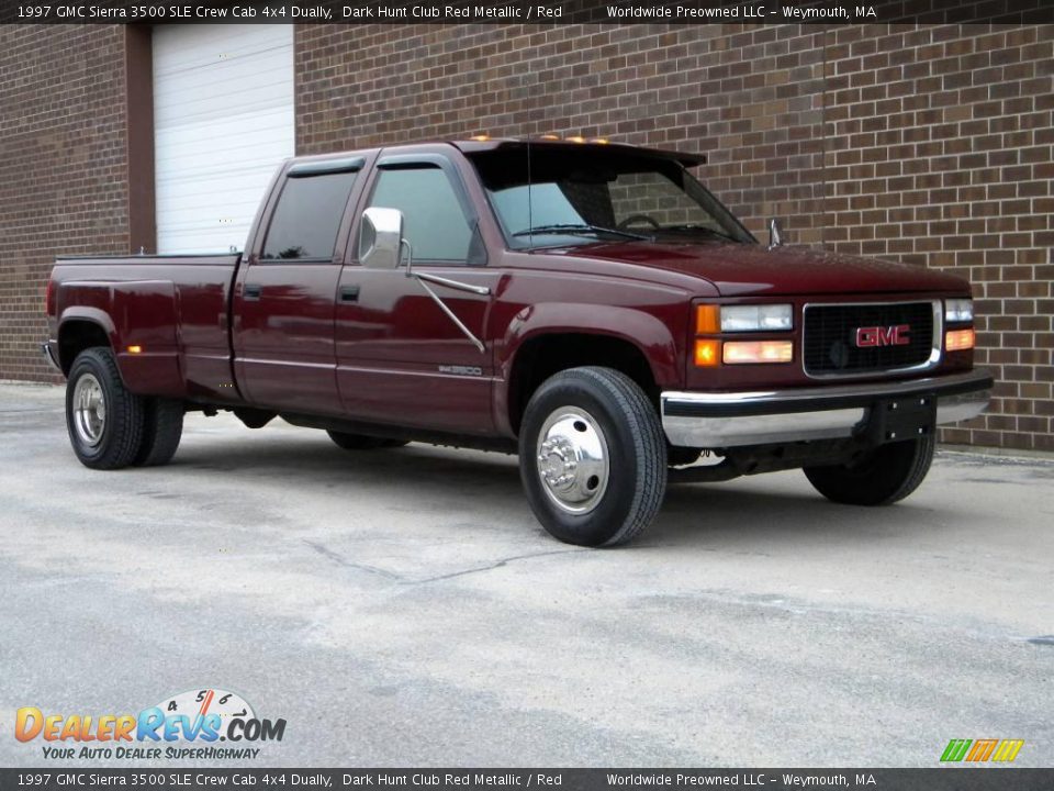 Dark Hunt Club Red Metallic 1997 GMC Sierra 3500 SLE Crew Cab 4x4 Dually Photo #11