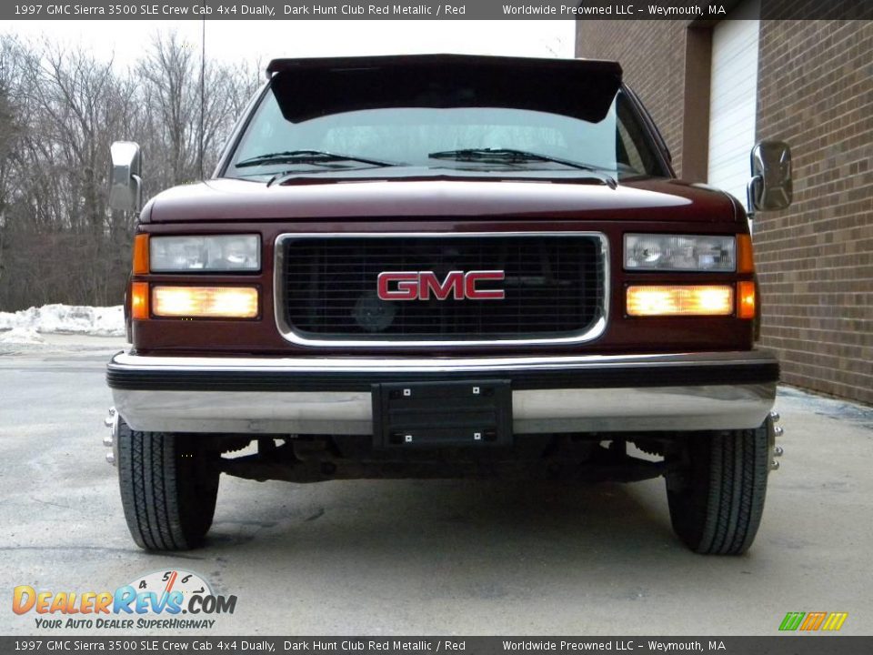 1997 GMC Sierra 3500 SLE Crew Cab 4x4 Dually Dark Hunt Club Red Metallic / Red Photo #13