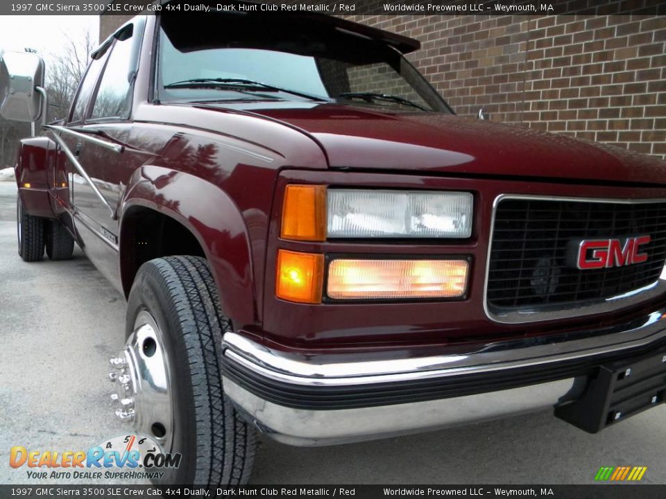 1997 GMC Sierra 3500 SLE Crew Cab 4x4 Dually Dark Hunt Club Red Metallic / Red Photo #14