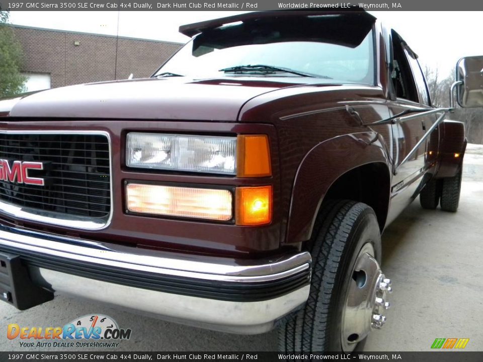 1997 GMC Sierra 3500 SLE Crew Cab 4x4 Dually Dark Hunt Club Red Metallic / Red Photo #15