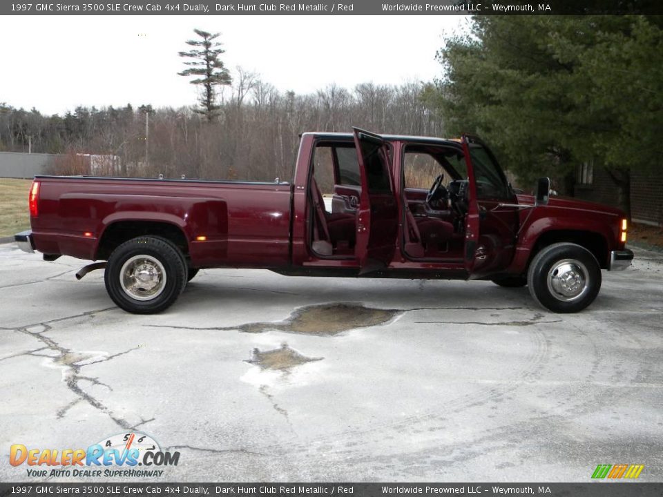 1997 GMC Sierra 3500 SLE Crew Cab 4x4 Dually Dark Hunt Club Red Metallic / Red Photo #16