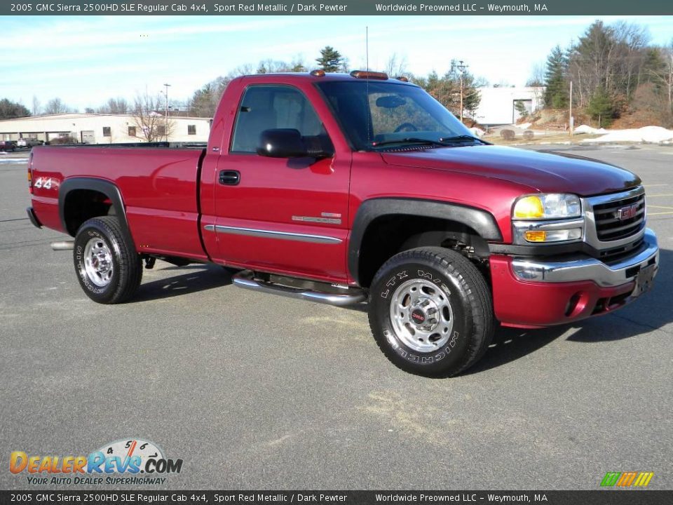 2005 GMC Sierra 2500HD SLE Regular Cab 4x4 Sport Red Metallic / Dark Pewter Photo #12