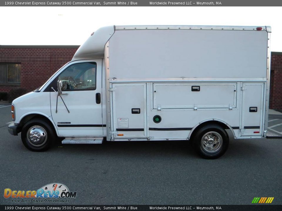 1999 Chevrolet Express Cutaway 3500 Commercial Van Summit White / Blue Photo #3