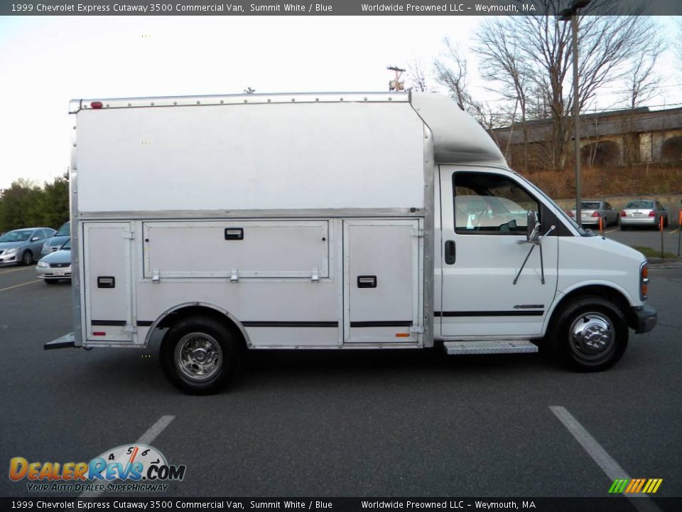 1999 Chevrolet Express Cutaway 3500 Commercial Van Summit White / Blue Photo #4