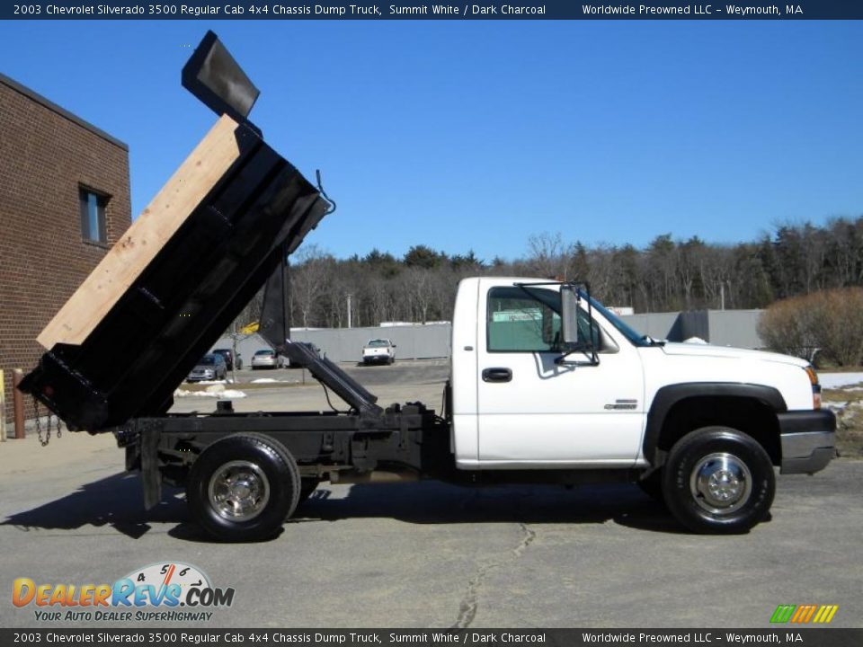 Summit White 2003 Chevrolet Silverado 3500 Regular Cab 4x4 Chassis Dump Truck Photo #1