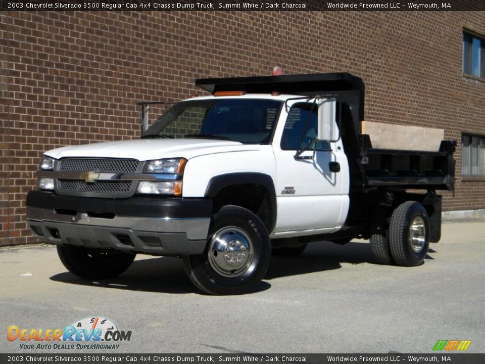 2003 Chevrolet Silverado 3500 Regular Cab 4x4 Chassis Dump Truck Summit White / Dark Charcoal Photo #2