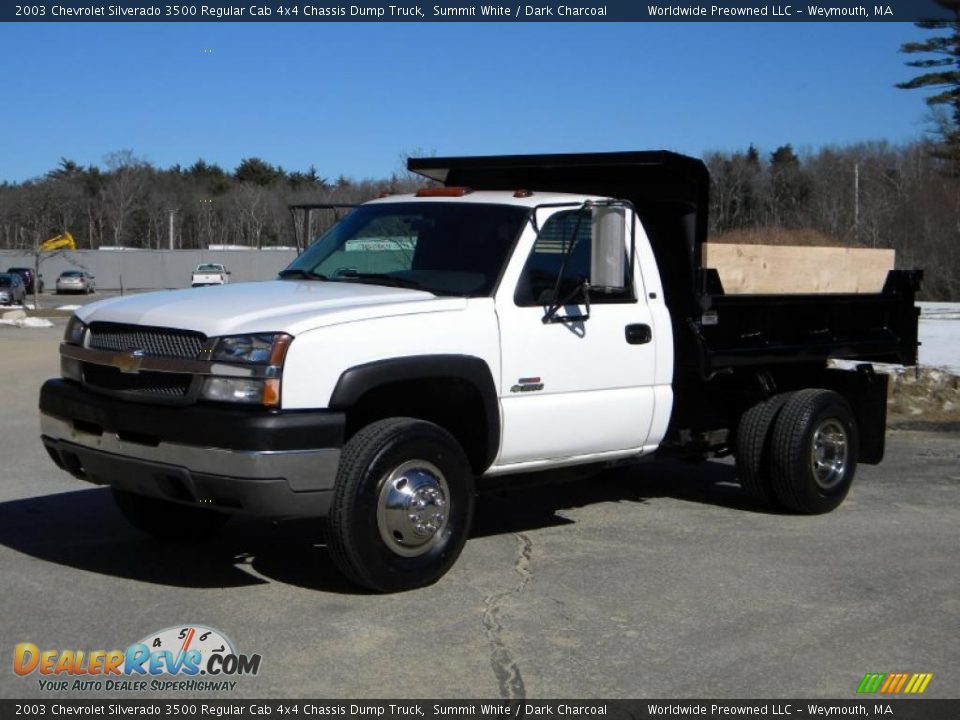 2003 Chevrolet Silverado 3500 Regular Cab 4x4 Chassis Dump Truck Summit White / Dark Charcoal Photo #4