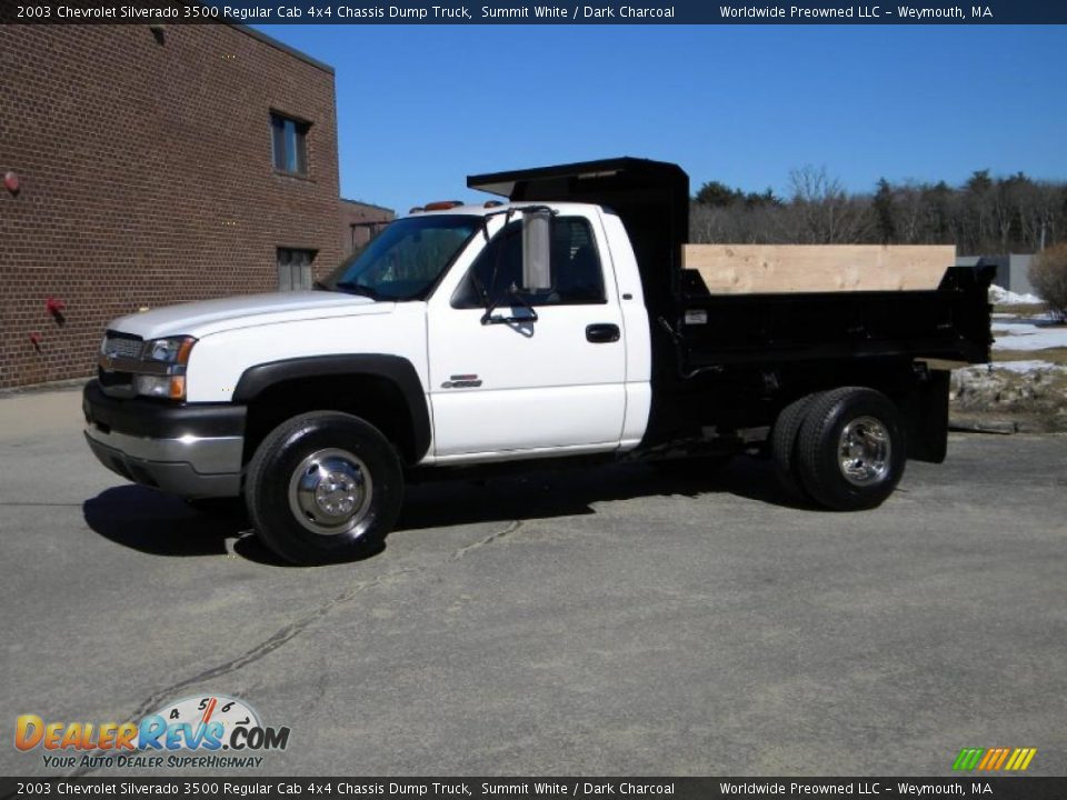 2003 Chevrolet Silverado 3500 Regular Cab 4x4 Chassis Dump Truck Summit White / Dark Charcoal Photo #5